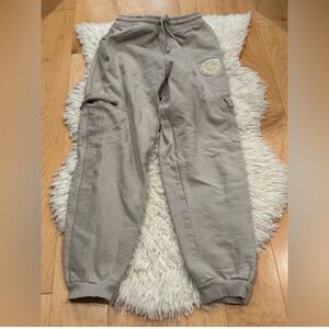 GYMSHARK tan beige cargo legacy logo sweatpants joggers size S